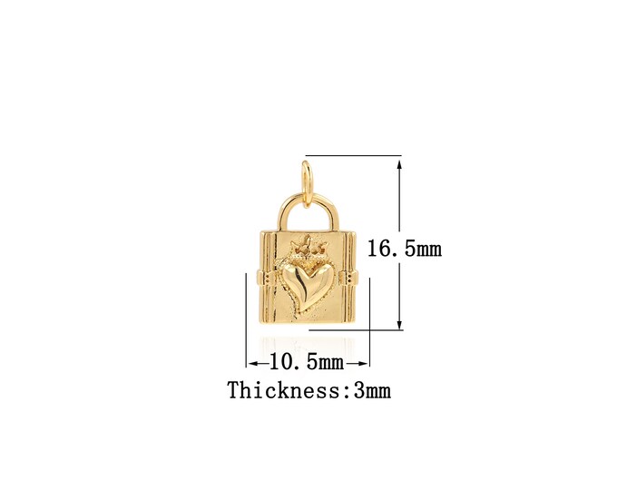 18K Gold Filled Lock Pendant, Gold Dainty Lock Charms,Simple pendant Bracelet Necklace for DIY Jewelry Making Supply