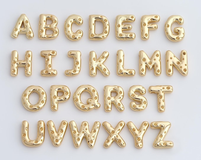 Initial Pendant,18K Gold Filled Letter Necklace, Micropavé CZ Alphabet Pendant, DIY jewelry Making Accessories,18.2x16x4.3mm