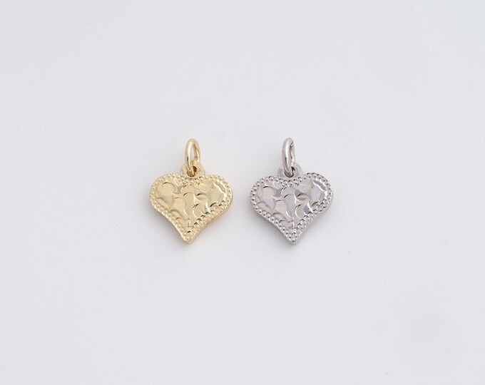 18K Gold Filled LOVE Pendant,Gold Heart Pendant,Heart Charm Bracelet Necklace for DIY Jewelry Making Supply,11x8.5x1.6mm