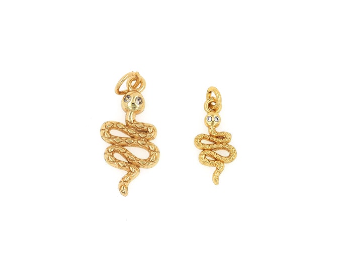 18K Gold Filled Snake Pendant,Gold Dainty CZ Snake Charms,Snake Charm Bracelet Necklace for DIY Jewelry Making Supply