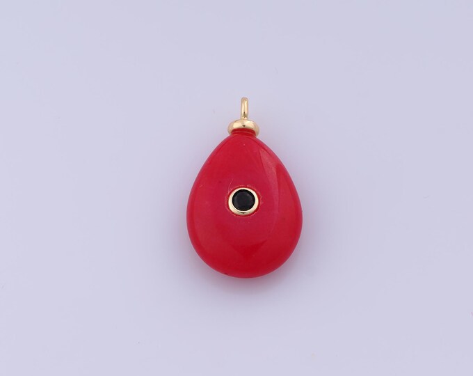 Energy Stone Pendant,18K Gold Filled Natural Stone Necklace,Red Jade Pendant, DIY jewelry Making Accessories,24.7x14.8x6mm