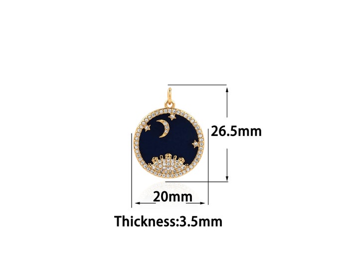 18K Gold Filled Moon Pendant,Gold Dainty Star Pendant Charms,Simple pendant Bracelet Necklace for DIY Jewelry Making Supply