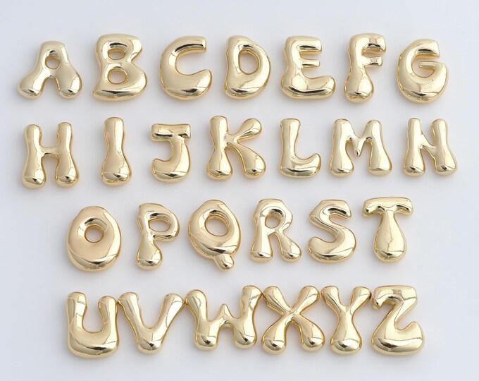 Initial Pendant,18K Gold Filled Letter Necklace, Alphabet Pendant, DIY jewelry Making Accessories,20.3x21.2x6mm