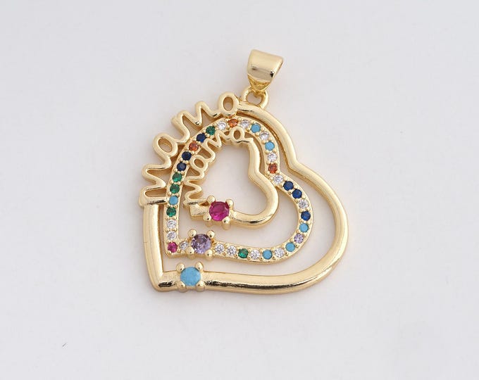 18K Gold Filled LOVE Pendant,Gold Heart Pendant,Heart Charm Bracelet Necklace for DIY Jewelry Making Supply,31x25.8x3mm