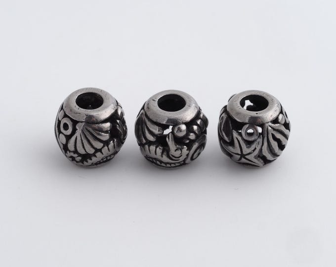 1 pcs Stainless Steel Retro Ball Spacer Beads,Silver Round Beads,Ball Beads DIY Bracelet Necklace Earrings Jewelry Making,10.7x10mm