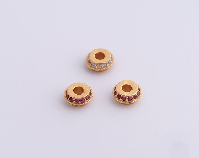 18K Gold Filled Round Spacer Beads,Gold Flat Beads, Round Beads DIY Bracelet Necklace Earrings Jewelry Making,6.8x3mm
