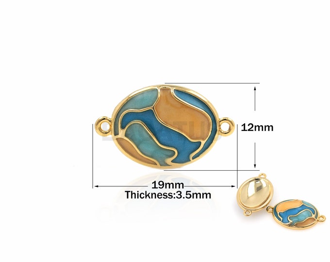 1PCS Oval Connector Three-Color Enamel Jewelry Suitable For Bracelets, Necklaces, Jewelry Making Supplies Enamel Charm 12x19x3.5mm
