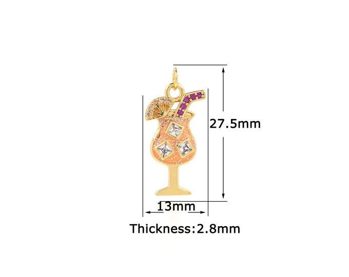 18K Gold Filled Martini pendant,Gold Dainty Wine Glass Charms,Simple pendant Bracelet Necklace for DIY Jewelry Making Supply