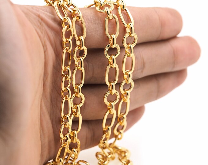 1 Meter, Flat Chain, 18K Gold Filled Oval Chain, Welded Round Chain, Unfinished Necklace, Layered Chain, DIY Bracelet Necklace Accessories