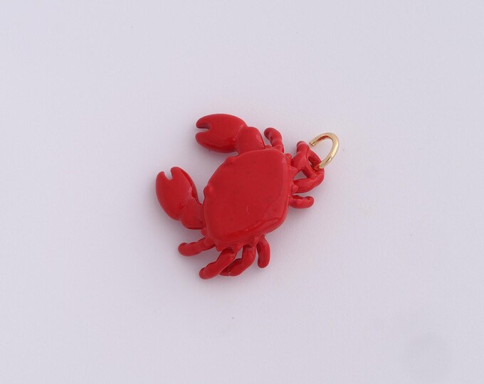 Enamel Crab Pendant,18K Gold Filled Marine Life Necklace,Enamel Crab Pendant, DIY jewelry Making Accessories,22.5x20x6mm