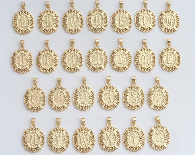 Initial Pendant,18K Gold Filled Letter Necklace, Alphabet Pendant, DIY jewelry Making Accessories,29.5x18.7x2.3mm