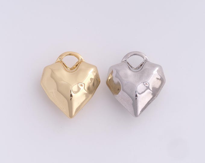 Gold Heart Pendant Golden Fluffy Heart Necklace Gold Filled Love and Friendship Necklace DIY Jewelry Making Accessories,23.6x20.2x10.4mm