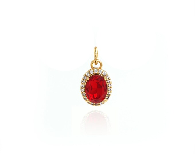 18K Gold Filled Oval Pendant,Beautiful Single Diamond Bracelet Necklace Zircon Charms,DIY Jewelry Accessories,16.4x8.7x6.8mm