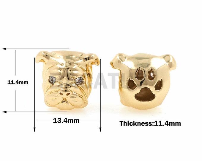 1pcs Bulldog beads, dog head charm spacer beads, men's bracelet DIY animal beads 11.4x13.4x11.4mm
