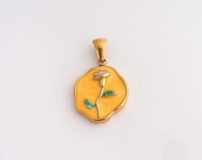 Stainless Steel Flower Pendant,Enamel Flower Charms,Flower Charms for DIY Jewelry Making Supply,27.3x16.7x3.4mm