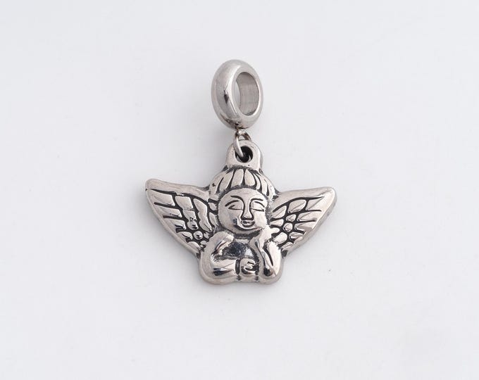 Stainless Steel Angel Pendant,Angel Wings Charms,Angel Charm Bracelet Necklace for DIY Jewelry Making Supply,28.7x23.6x3.2mm