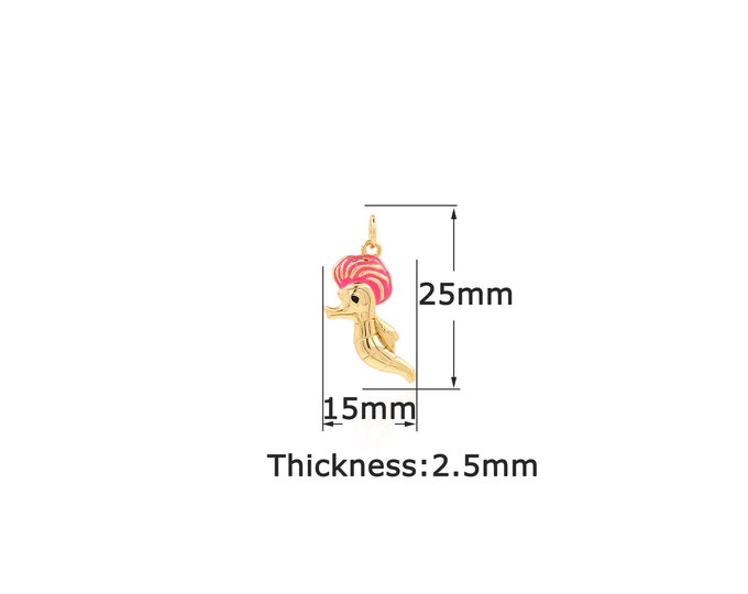 18K Gold Filled Seahorse Pendant,Gold Dainty Seahorse Charms,Simple pendant Bracelet Necklace for DIY Jewelry Making Supply