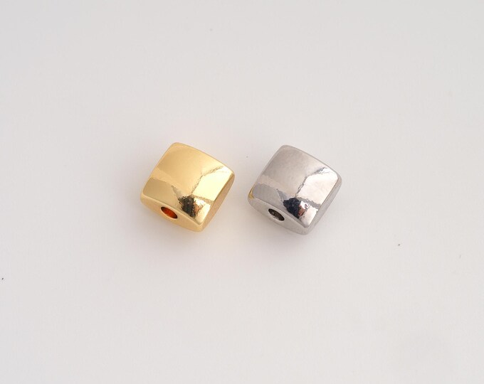 Gold Square Beads, 18K Gold Filld Tube Beads,for Jewelry Making Supplies,8.2x6mm Hole 2.5mm