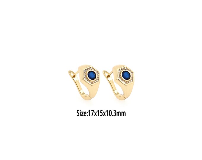 1pair 18K Gold Filled Hexagonal Earring,Gold Dainty Signet Earring,Simple Earrings,Gift for Her