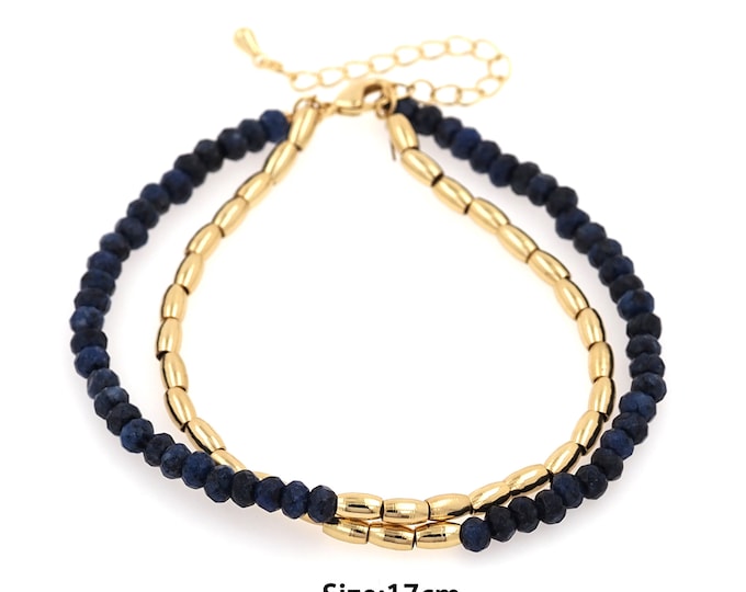18k Gold Filled Beaded Bracelet,Gold Dainty Double Layer Bracelet,Simple Bracelet,Gift for Her
