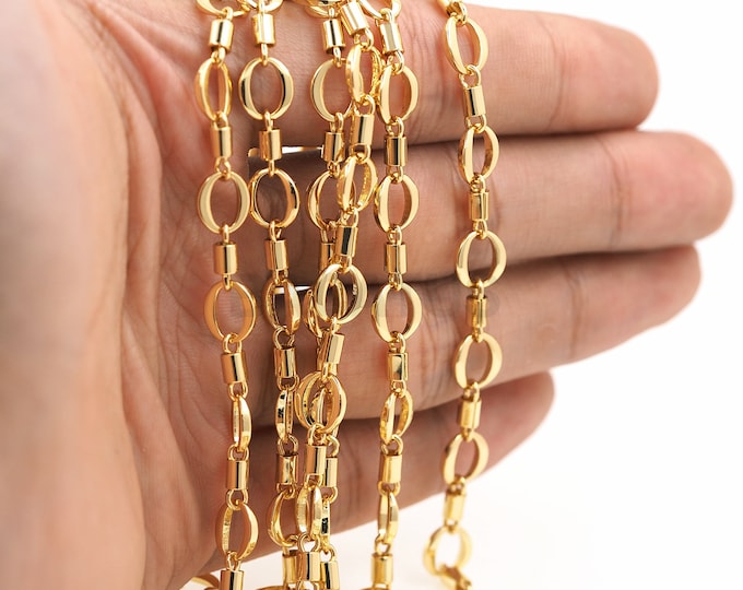 1 Meter, Round Chain, 18K Gold Filled Oval Chain, Welded Chain, Unfinished Necklace, Layered Chain, Bracelet Necklace Accessories