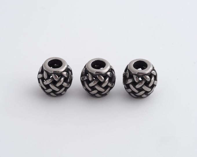 1 pcs Stainless Steel Retro Ball Spacer Beads,Silver Round Beads,Ball Beads DIY Bracelet Necklace Earrings Jewelry Making,9.5x9.5mm