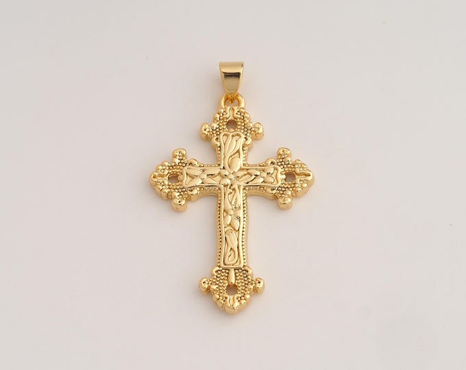 18K Gold Filled Victim Cross Charm,Dainty Religious Pendant,Christian Pendant ,DIY Jewelry Supplies,38x23.3x2.3mm