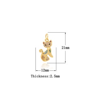 18K Gold Filled CZ Cat Pendant,Gold Dainty Cat Charms,Cat Charm Bracelet Necklace for DIY Jewelry Making Supply