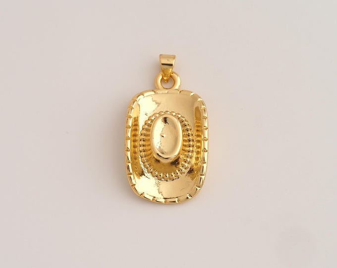18K Gold Filled Cowboy Hat Charm,Dainty Cowboy Hat Pendant,Cowboy Hat Pendant ,DIY Jewelry Supplies,34x17.7x6.8mm
