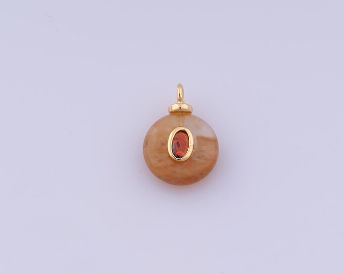 Energy Stone Pendant,18K Gold Filled Natural Stone Necklace,Stone Pendant, DIY jewelry Making Accessories,17.3x12.5x5mm