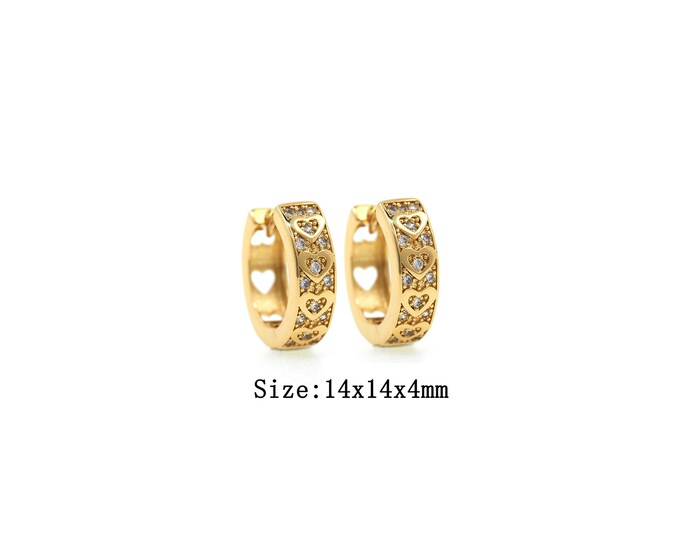 1pair 18K Gold Filling Heart Earring,Gold Dainty Round Earring,Simple Earrings,Gift for Her