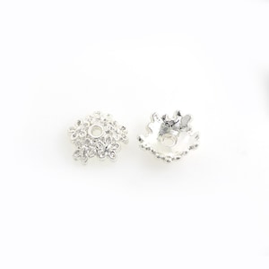 10 pcs Silver Filled Flower Bead Caps,Pearl Caps,Round Bead Caps,Flower Caps,Spacer Jewelry, DIY Jewelry Making,10.7x10.9x3.7mm