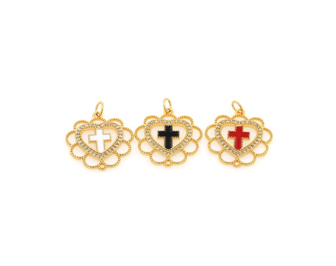 18K Gold Filled Cross Pendant,Gold Dainty Cross Pendant Charms,Simple pendant Bracelet Necklace for DIY Jewelry Making Supply