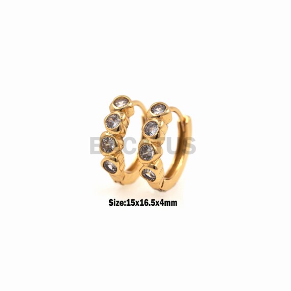 1pair Love Zircon Ear Hoop Earrings Shiny Single Row Cubic 1pair Love Zircon Ear Hoop Earrings Shiny Single Row Cubic
