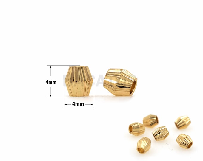 1PCS Large Hole Beads Suitable For Bracelets, Necklaces, Jewelry, Striped Beads, Bucket-Shaped Beads, DIY Production Gold Filling 4x4mm