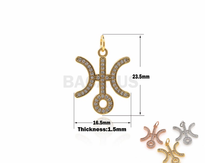 1PCS Alchemy Uranus Pendant Uranus Necklace Uranus Amulet Chain Planetary Amulet Chain Lucky Necklace Amulet Cubic Zirconia 23.5x16.5x1.5mm