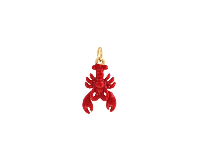 Enamel Lobster Pendant 18k Gold Filled Marine Life Pendant Minimalist Bracelet Necklace Accessories Making Supplies 23x11.5x3.8mm