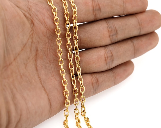18K Gold Filled Dainty Gold Chain,Unique Gold Chain,Thick Gold Chain,Unfinished Chain for Bracelets Necklaces DIY Jewelry Making Supplies