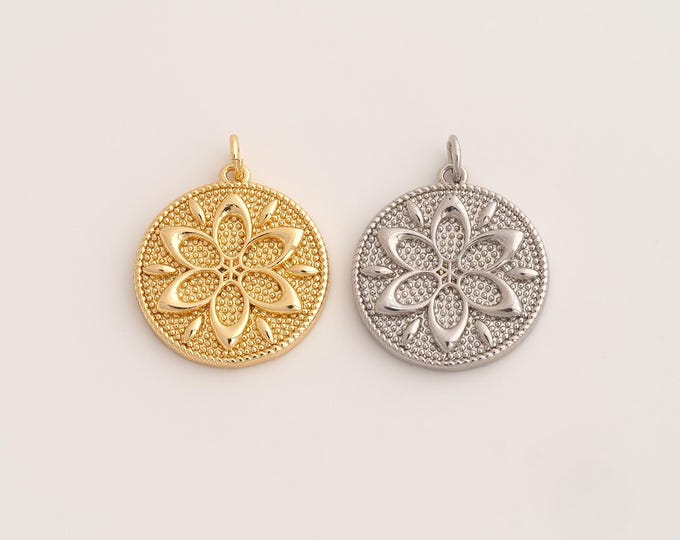 18K Gold Filled Flower Charm,Dainty Flower Pendant,Flower Pendant ,DIY Jewelry Supplies,26.2x20.8x3mm