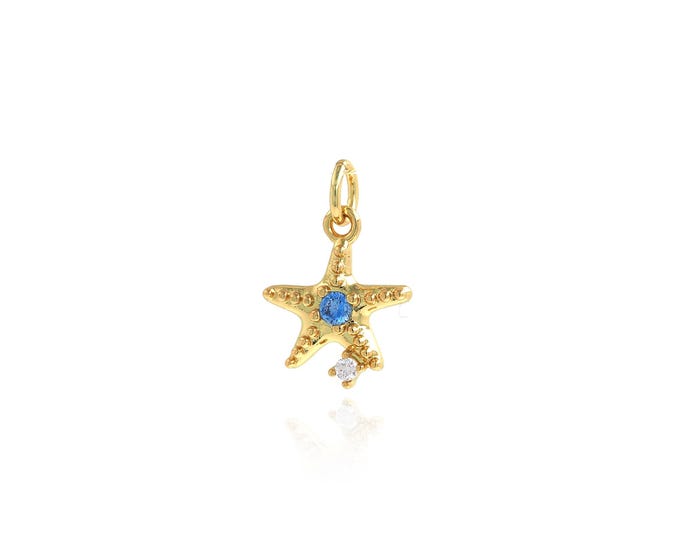 Starfish Pendant,18K Gold Filled Starfish Necklace, Micropavé CZ Starfish Pendant, DIY jewelry Making Accessories,16.8x11.2x2.7mm