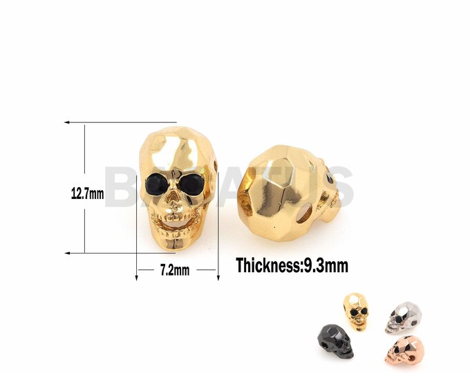 1PCS Faceted CZ skull beads, skull beads, skull charm, beaded accessories 12.7x7.2x9.3mm