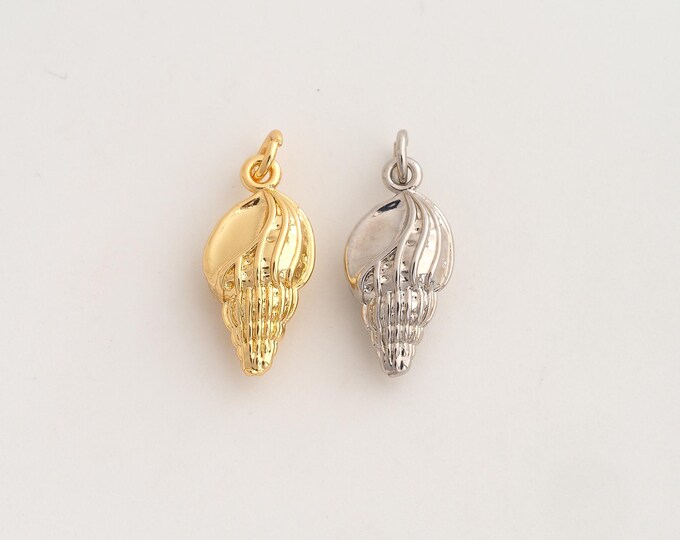18K Gold Filled Conch Charm,Dainty Conch Pendant,Conch Pendant ,DIY Jewelry Supplies,22.5x9x6.3mm
