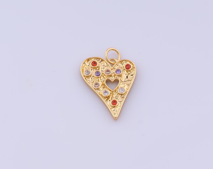 Heart Pendant,18K Gold Filled Love Necklace, Micropavé CZ Heart Pendant, DIY jewelry Making Accessories,22.8x16.2x1.8mm