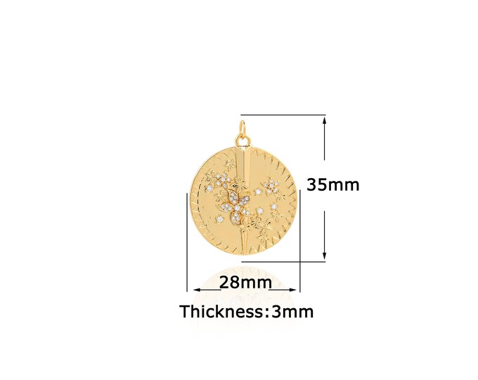 18K Gold Filled Flower pendant,Gold Dainty Flower Charms,Simple pendant Bracelet Necklace for DIY Jewelry Making Supply