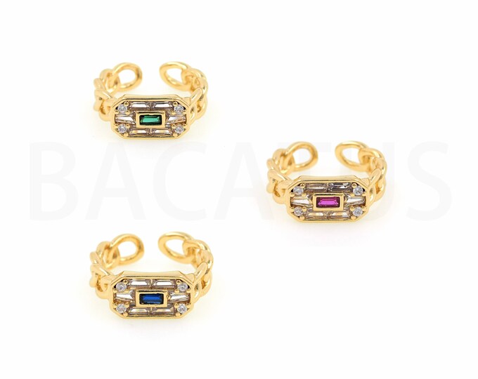 18K Gold Filled Square Ring,Gold Dainty CZ Open Ring,Simple Ring,Gift for Her