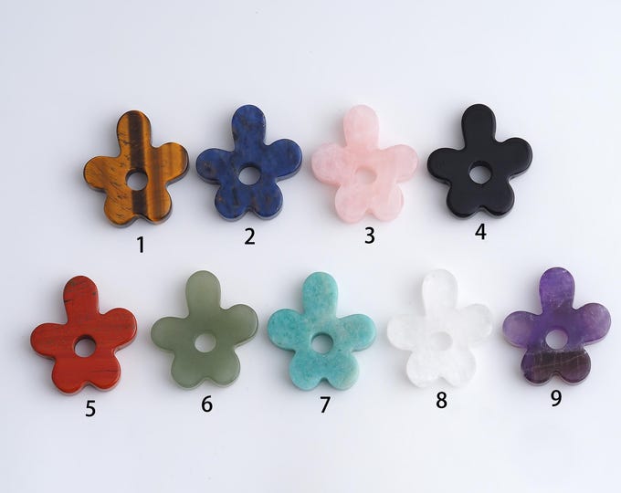 Flower Gemstone Pendant,Natural Stone Charms,Crystal Gemstone Charm DIY Jewelry Making Supply,34.4x32x6mm