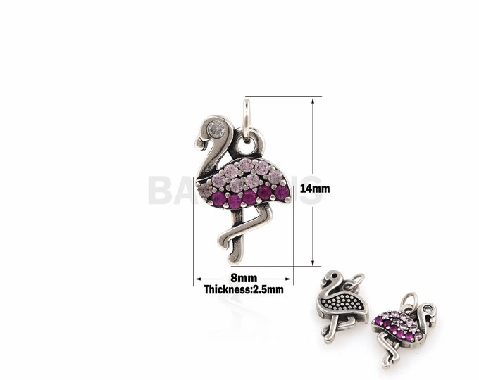 1PCS DIY Jewelry Making, Red-Crowned Crane Pendant, Bird Necklace, Antique Animal Jewelry, Cubic Zirconia, Exquisite Pendant 14x8x2.5mm