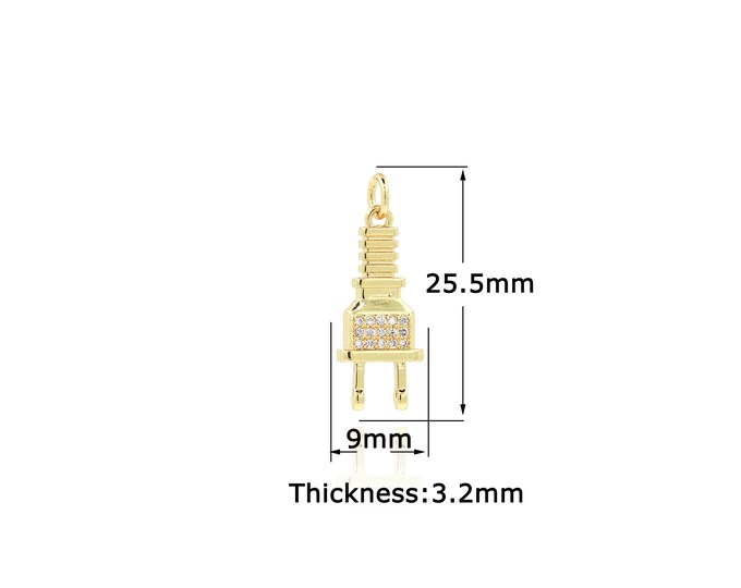 18K Gold Filled Plug pendant,Gold Dainty Plug Charms,Simple pendant Bracelet Necklace for DIY Jewelry Making Supply