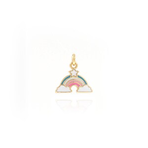 Rainbow Charms,Enamel Charms,18K Gold Filled Rainbow Pendant,DIY Jewelry Making Supply,13x12.5x2mm