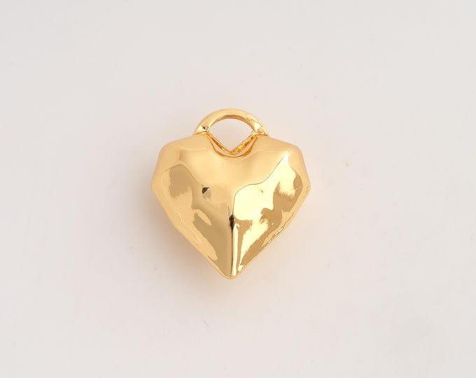 18K Gold Filled Heart Charm,Dainty Love Pendant,Heart Pendant ,DIY Jewelry Supplies,23.7x20.2x10.5mm